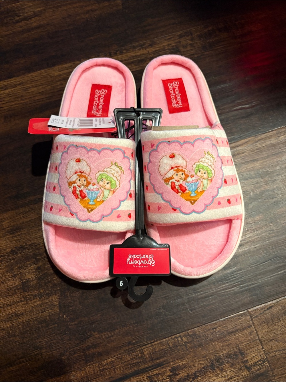 Pink women’s slippers size 9 strawberry shortcake